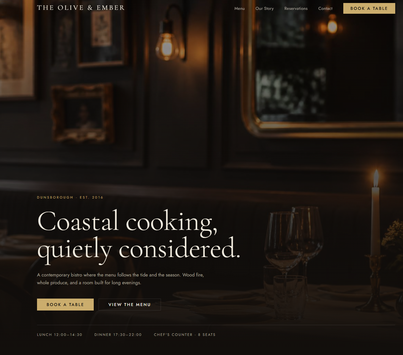 The Olive & Ember website homepage