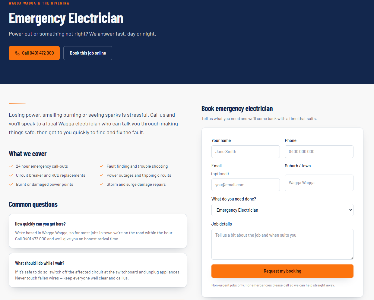 Belt Electrical emergency electrician page